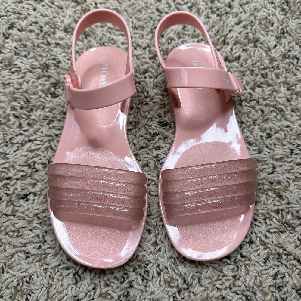 Mini Melissa Pink Sandals with Glitter, size 2